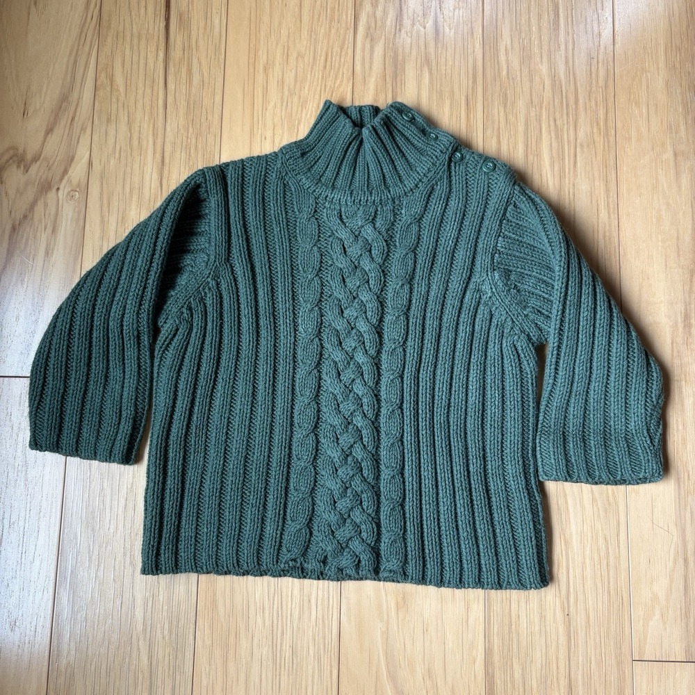 Vintage Y2K babygap Cable Knit Hunter Green Sweater (June 2001) Size 2T